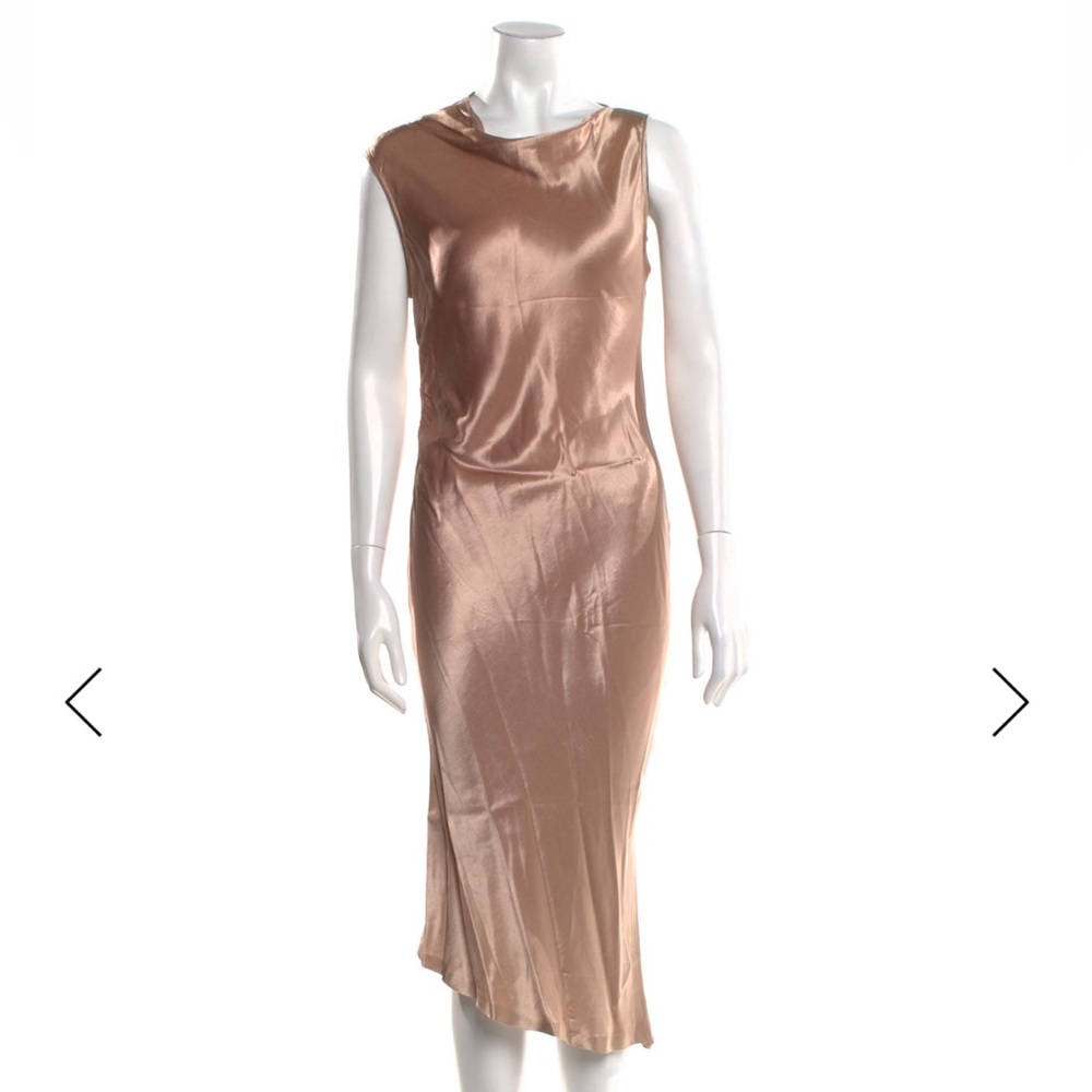 Joseph Silky Sleeveless Dress Beige Gold XS